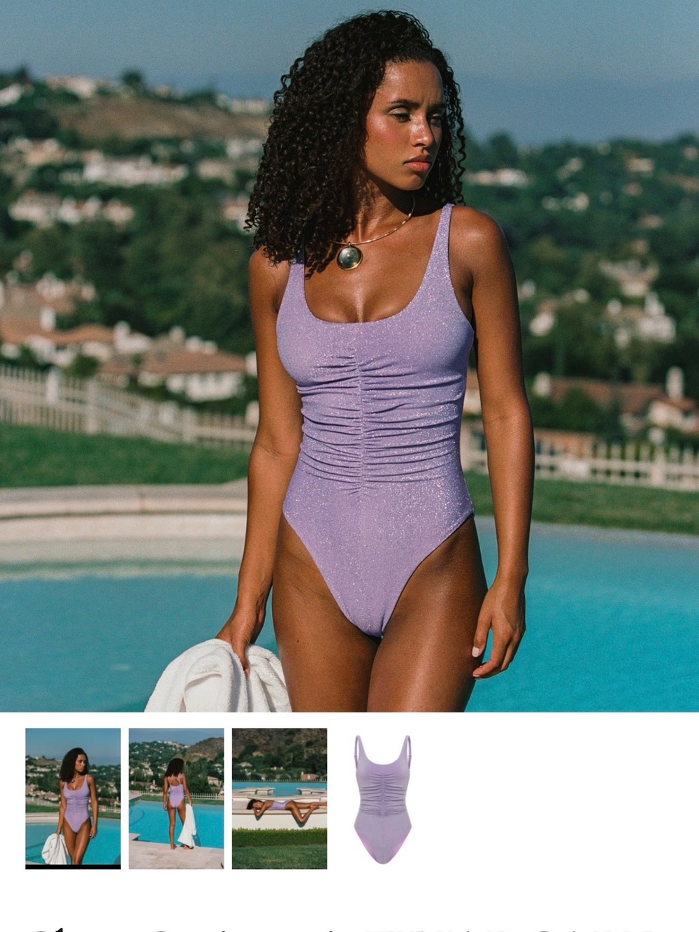 NWT sold out Lavender Ruched Scoop Neck One-Piece Swimsuit